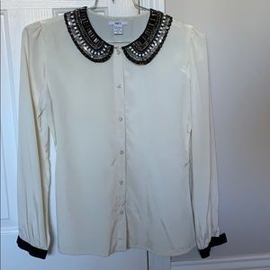 Bar III embellished collar button down
